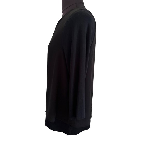 Chico’s Easywear Black 2 Layer Top With 3/4 Sleeves, Size 1(Medium) - Picture 2 of 7